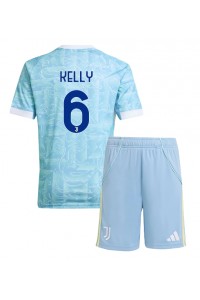 Juventus Lloyd Kelly #6 Jalkapallovaatteet Lasten Vieraspeliasu 2025-26 Lyhythihainen (+ Lyhyet housut)